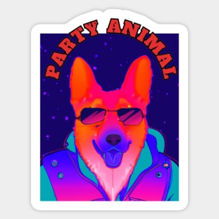 Party Animal Police K9 Dog Synthwave Retro Sticker